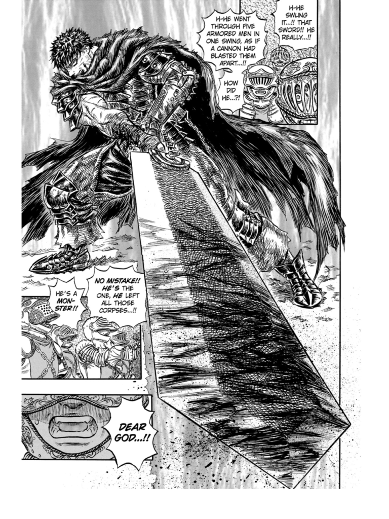 Berserk Manga Panel Guts Swinging Sword 