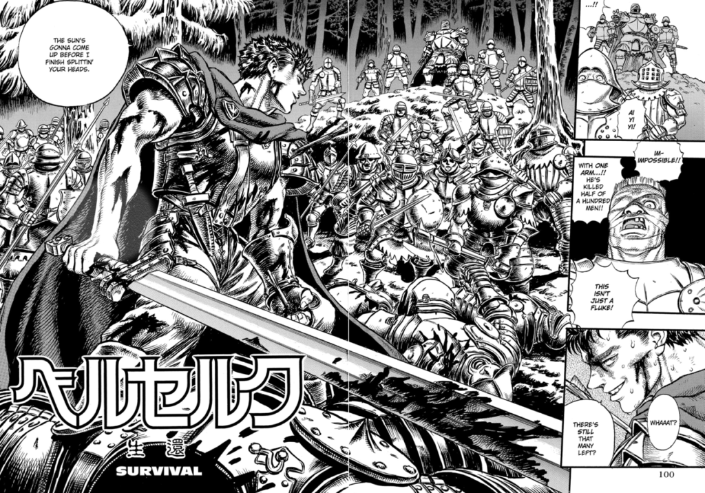 Berserk Manga Panel Battle warrior Guts